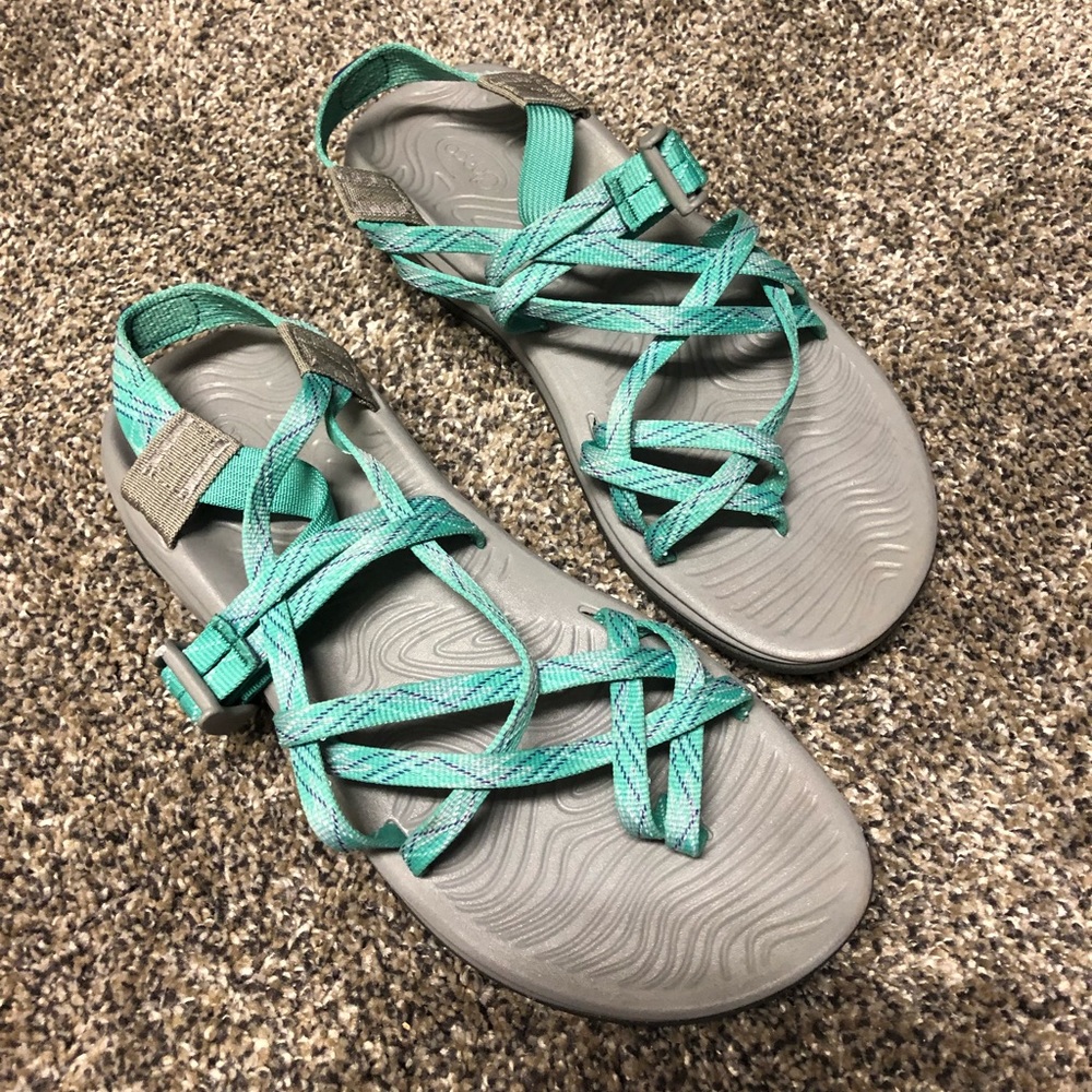 Double toe strap teal Chacos